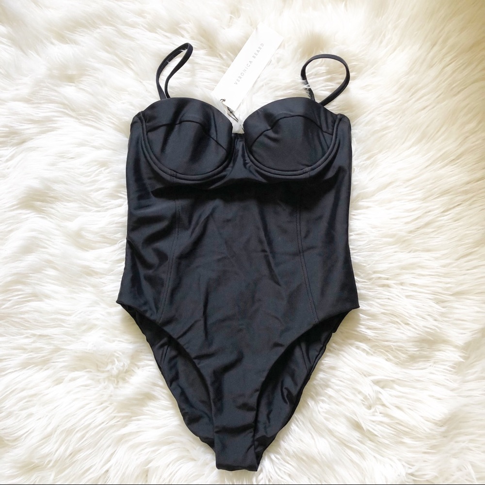 Veronica Beard Bridge One piece Swimsuit Small Black  NWT push-up beach